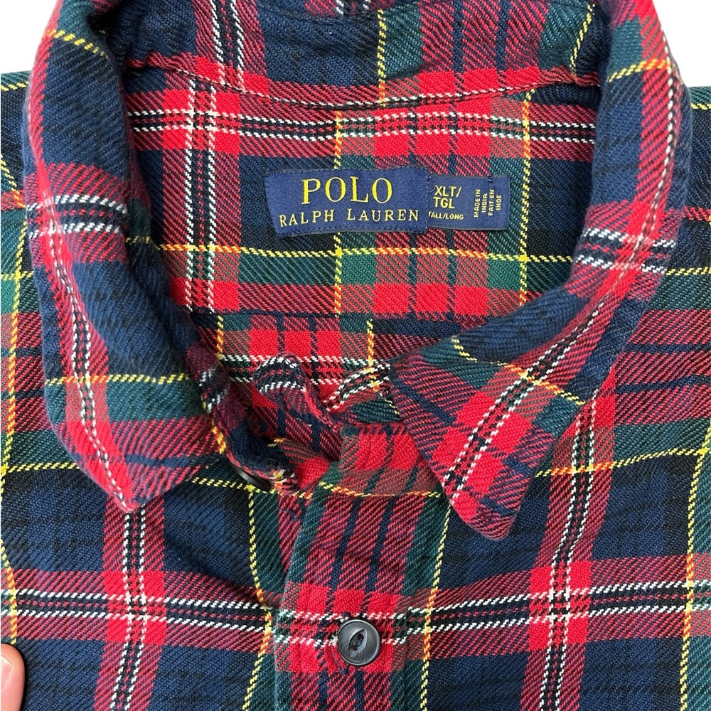 Polo by Ralph Lauren Men's Red and Blue Checkered Shirt